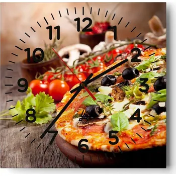 Hodiny Kuchyňské nástěnné hodiny 30x30 Gastronomie Skleněné hodiny do obýváku Tiché