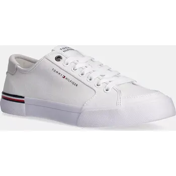 Pánské tenisky Sneakers boty Tommy Hilfiger CORE CORPORATE VULC CANVAS bílá barva, FM0FM05398 00X, EUR 45