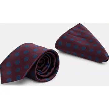 Kravata Dárková sada: kravata a kapesníček Medicine vínová barva RW24.ROM917 93A, vel. ONE SIZE