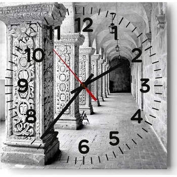 Hodiny Kuchyňské nástěnné hodiny 30x30 Architektura Skleněné hodiny do obýváku Tiché