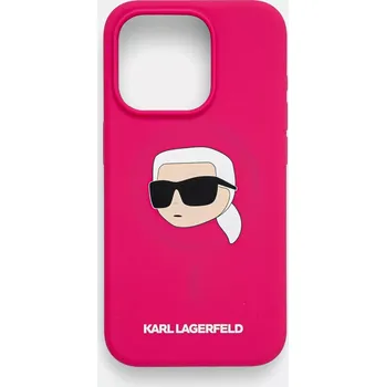 Pouzdro na mobilní telefon Obal na telefon Karl Lagerfeld iPhone 15 Pro 6.1 růžová barva, KLHMP15LSKHPPLF 42X, vel. ONE SIZE