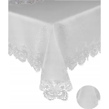 ubrus UBRUS NA STŮL S GIPUROU ELEGANTNÍ 130X160CM BÍLÝ RYCHLESCHNOUCÍ - PRODUKT PL