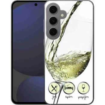 Pouzdro na mobilní telefon Gelový obal mmCase na Samsung Galaxy S24 FE - sklenička vína bílé