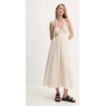 Dámské šaty Šaty Answear.LAB béžová barva, midi 300501.TMS 80X, vel. M