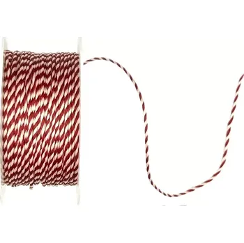 Stuha Provázek kroucený POLO RED 1mm x 5m (provázek bavlněný, dekorační, červeno-bílý)