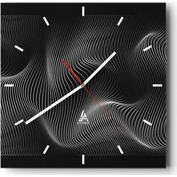 Hodiny Velké nástěnné hodiny na zeď 40x40 3D Skleněné hodiny Čtvercové Tiché