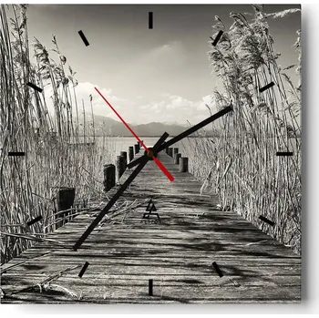 Hodiny Velké nástěnné hodiny 40x40 Krajina Skleněné hodiny Tiché