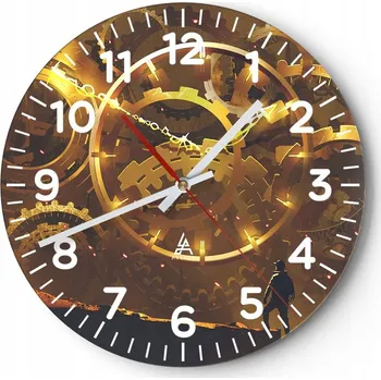 Hodiny Nástěnné hodiny do obýváku 40x40 Abstrakce Kulatý Skleněné hodiny Loft Tiché