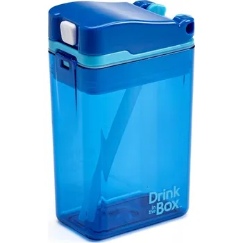 Láhev Lahev Na Pití s brčkem Drink in the Box modrý 240 ml