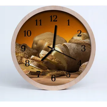 Hodiny Nástěnné hodiny z překližky Tiché Chléb Pečivo 25 cm