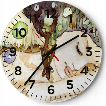 Hodiny Nástěnné hodiny do obýváku 40x40 Abstrakce Kulatý Skleněné hodiny Loft Tiché