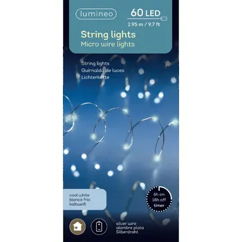 Vánoční dekorace MICRO světýlka 60 LED vánoční drátek do interiéru Studená Bílá 295 cm
