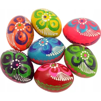 Velikonoční dekorace Kraslice dřevěné zdobené velké VAJÍČKO MALOVANÉ velikonoční 10 Ks