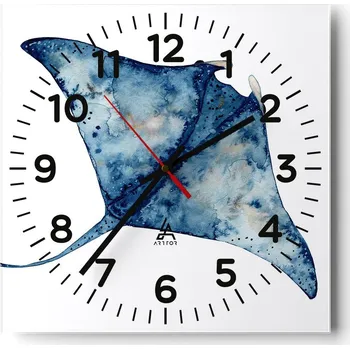 Hodiny Nástěnné hodiny do obýváku 40x40 cm Rejnok Bezhluké hodiny na skle Tiché