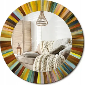 Zrcadlo Zrcadlo s potiskem do koupelny ložnice obývacího pokoje fi 50 cm Barevné paprsky