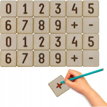 Obraz Dřevěné grafomotorické tabulky pro výuku psaní ČÍSLA Montessori 24 ks
