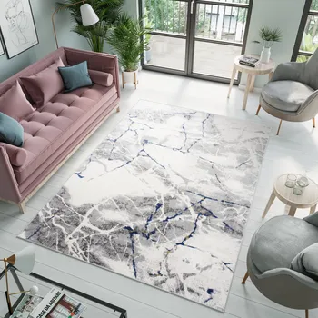 Koberec Kusový koberec Portland - abstrakt 9 - bílý/modrý Rozměr koberce: 120x170 cm