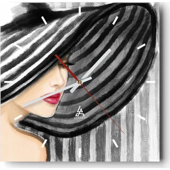 Hodiny Nástěnné hodiny do kuchyně 30x30 Žena Stylové hodiny na skle Loft Tiché