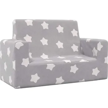 Pohovka vidaXL 2místná dětská pohovka měkký plyš [4104800] Barva: Světle šedá a bílá