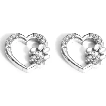 Náušnice Kočičí paní Náušnice kočičí tlapka a srdíčko - chirurgická ocel a zirkony (pecky)