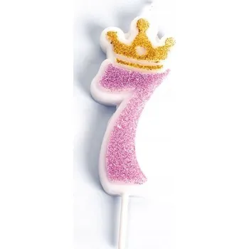 Dortová svíčka NA DORT NAROZENINOVÝ SE TŘPYTKAMI ČÍSLICE 7