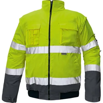 pracovní bunda CLOVELLY pilot bunda HV žlutá/navy 3XL