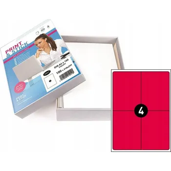 Speciální papír Samolepicí etikety A4, 400 ks, 105 x 148 mm, fluorescenční červená