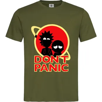 Pánské oblečení Tričko Rick And Morty | Don't Panic Druh: Pánské, Barva: Khaki, Velikost: XL