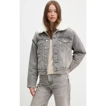 Dámská casual bunda Džínová bunda Sisley dámská, šedá barva, přechodná, oversize, 2YRZLN04Y 90J, vel. S