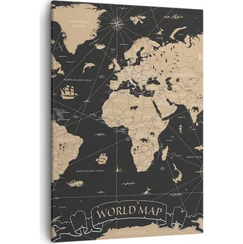 Obraz Obraz na plátně do obýváku, ložnice 50x70 mapa světa obrazy na zeď
