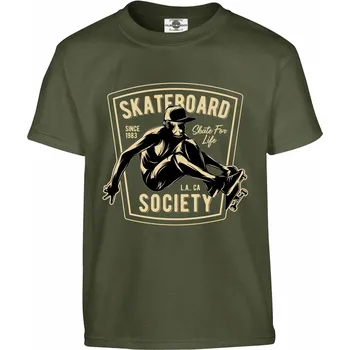 Pánské tričko Tričko Skateboard Druh: Dětské, Barva: Khaki, Velikost: 134-M