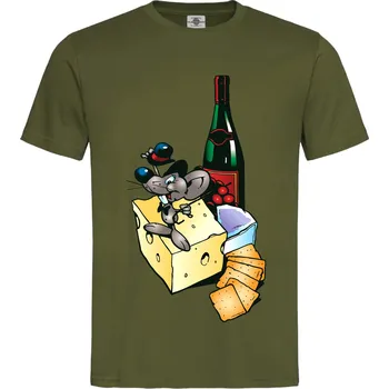 Pánské oblečení Tričko Myšák s vínem Druh: Pánské, Barva: Khaki, Velikost: L