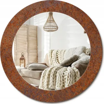 Zrcadlo Zrcadlo se skleněným ozdobným rámem s potiskem Zrezivělý kov o průměru 60 cm