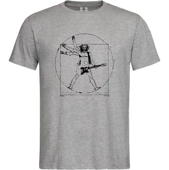 Pánské tričko Tričko Vitruviánský muž s kytarou Druh: Pánské, Barva: Šedá, Velikost: XL