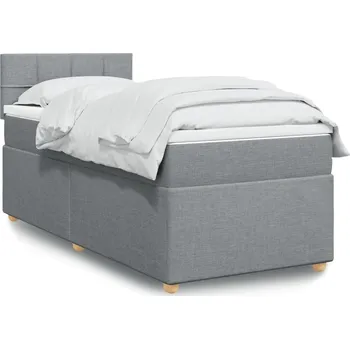 Postel vidaXL Box spring postel s matrací 90x200 cm textil [3288864] Barva: světle šedá