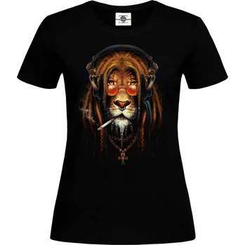 Dámské tričko Tričko Rasta Lion Druh: Dámské, Barva: Černá, Velikost: S