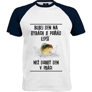 Pánské tričko Tričko Blbej Den na Rybách Druh: Pánské, Barva: Navy | Bílá, Velikost: M
