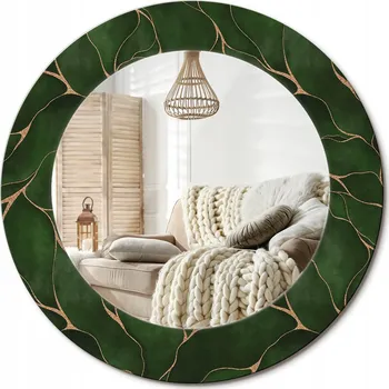 Zrcadlo Ozdobné zrcadlo s potiskem v moderním stylu Abstraktní list fi 50 cm