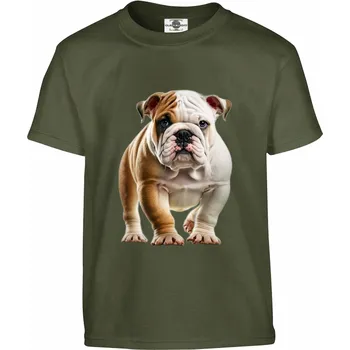Pánská móda Tričko Anglický buldok Druh: Dětské, Barva: Khaki, Velikost: 122-S