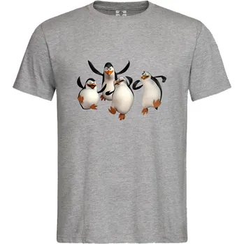 Pánské tričko Tričko Tučňáci z Madagaskaru Druh: Pánské, Barva: Šedá, Velikost: L