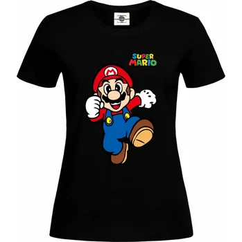 Dámské tričko Tričko Super Mario Druh: Dámské, Barva: Černá, Velikost: L