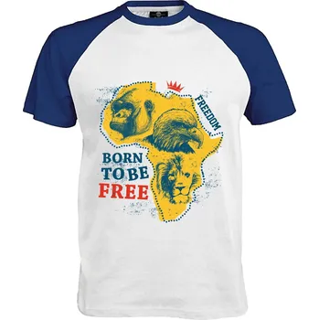 Pánské tričko Born to be free | Narozen jako svobodný Druh: Pánské, Barva: Royal | Bílá, Velikost: S