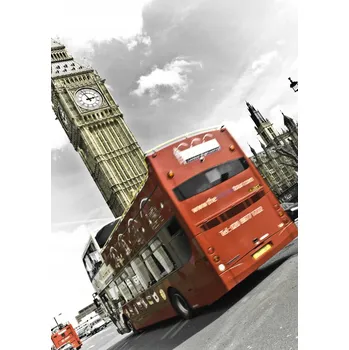 Obraz Plakát Big Ben Londýnský Autobus bez rámu 29,7 x 42 cm