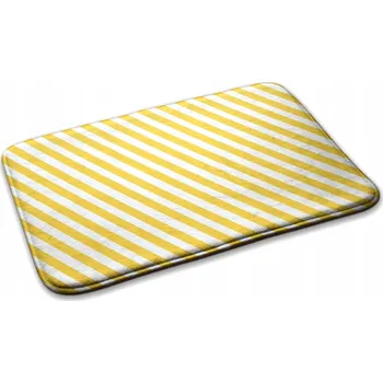 Koberec Koberec Hustý kobereček do pokoje, ložnice - žluté šikmé pruhy 75x45 cm