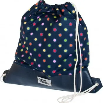 Městský batoh Vak na záda s koženkou Lovemusic 6098 modré kytičky