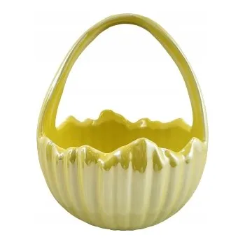 Velikonoční dekorace SKOŘÁPKA KOŠÍK ŽLUTÝ PERLEŤOVÝ OBAL KVĚTINÁČ