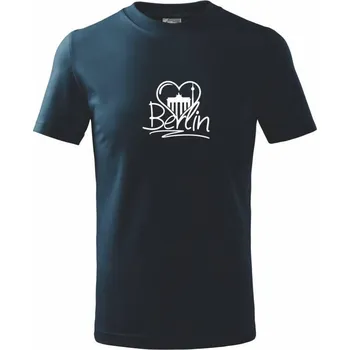 Chlapecké tričko Berlin Love nápis - Tričko dětské bavlněné - 134 cm/8 let ( Námořní modrá (velmi tmavá - téměř černá) )