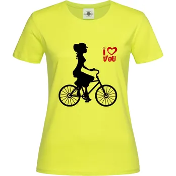 Dámské tričko Tričko Miluji jízdu na kole Druh: Dámské, Barva: Citrónová, Velikost: XL