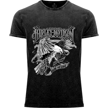 Pánské tričko Tričko Harley Live to ride Druh: Pánské, Barva: Černá žíhaná, Velikost: S