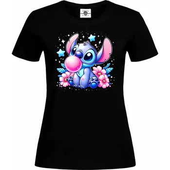 Dámské tričko Tričko Stitch | Lilo & Stitch Druh: Dámské, Barva: Černá, Velikost: L